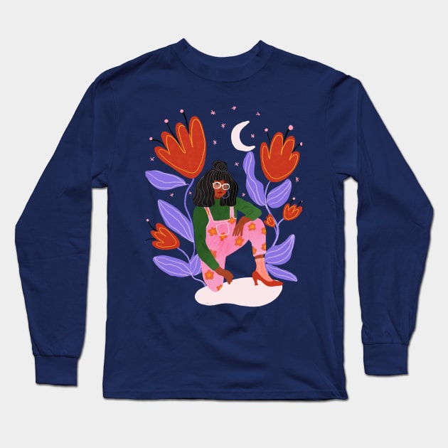 Moon Goddess Long Sleeve T-Shirt by Gigi Rosado